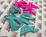 Fairing kit for a Kawasaki ZX6R 636 (2013-2018) Pink, Turquoise Blue at KingsMotorcycleFairings.com