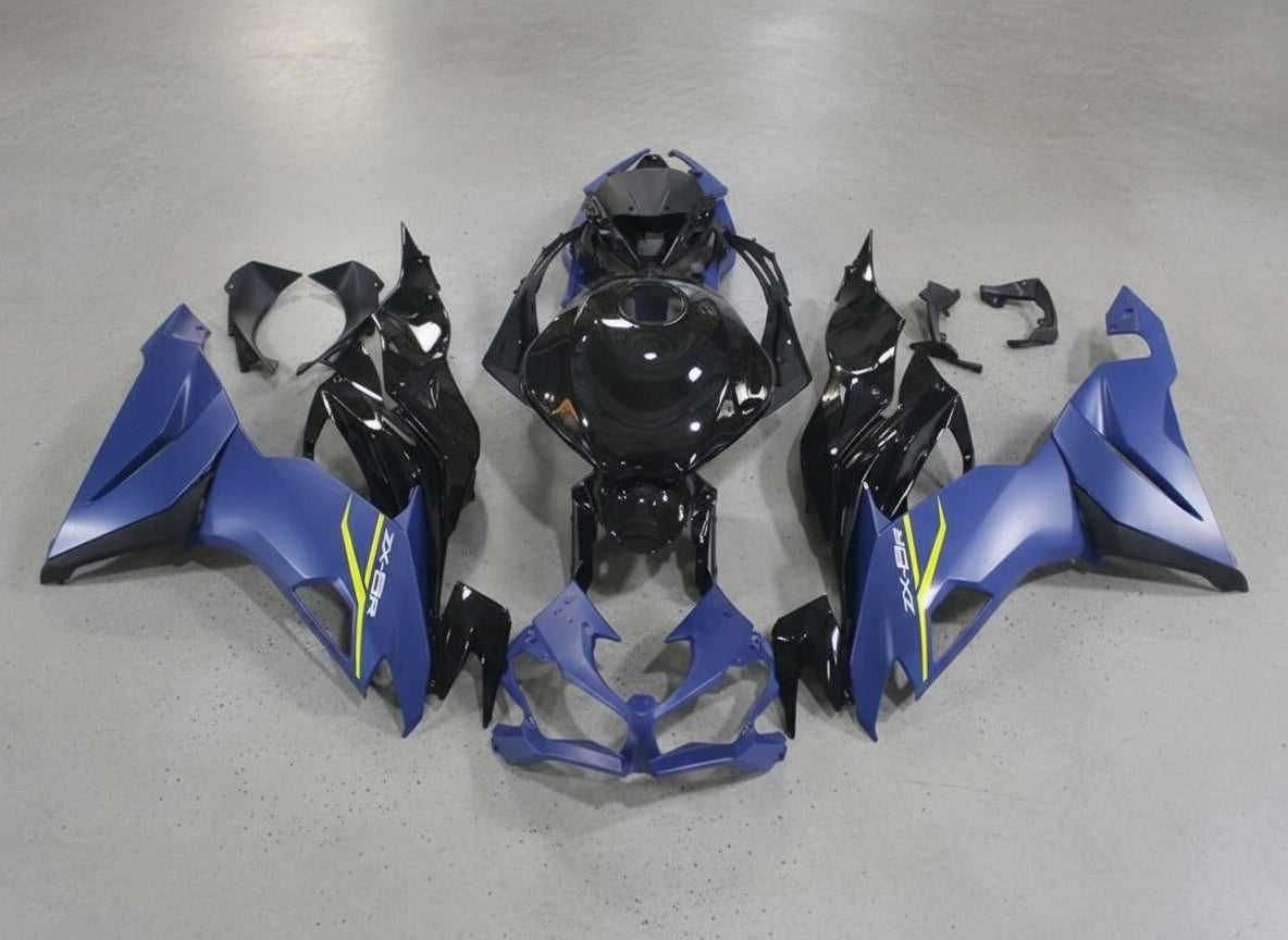 Kawasaki ZX6R 636 Fairings (2019-2023) Matte Blue, Gloss Black at KingsMotorcycleFairings.com
