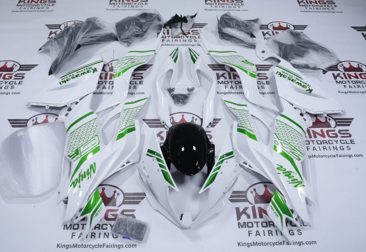 Kawasaki ZX6R 636 Fairings (2019-2023) White, Green, Black, Honeycomb at KingsMotorcycleFairings.com