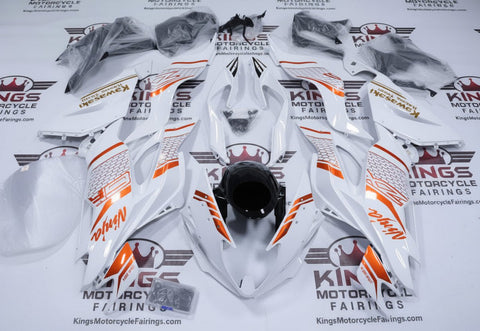 Kawasaki ZX6R 636 Fairings (2019-2023) White, Orange, Black, Gold, Honeycomb at KingsMotorcycleFairings.com