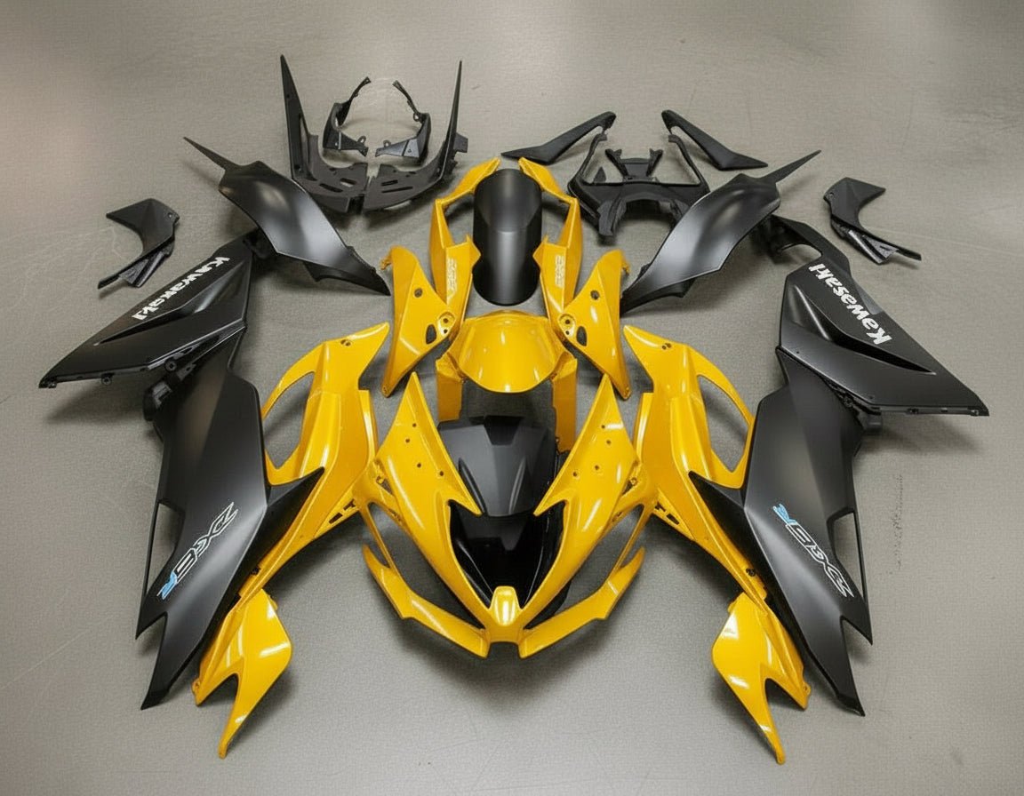 Kawasaki ZX6R 636 Fairings (2019-2023) Yellow, Matte Black at KingsMotorcycleFairings.com