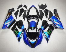 Kawasaki ZX6R Fairings (2005-2006) Blue, Black, Monster Energy at KingsMotorcycleFairings.com