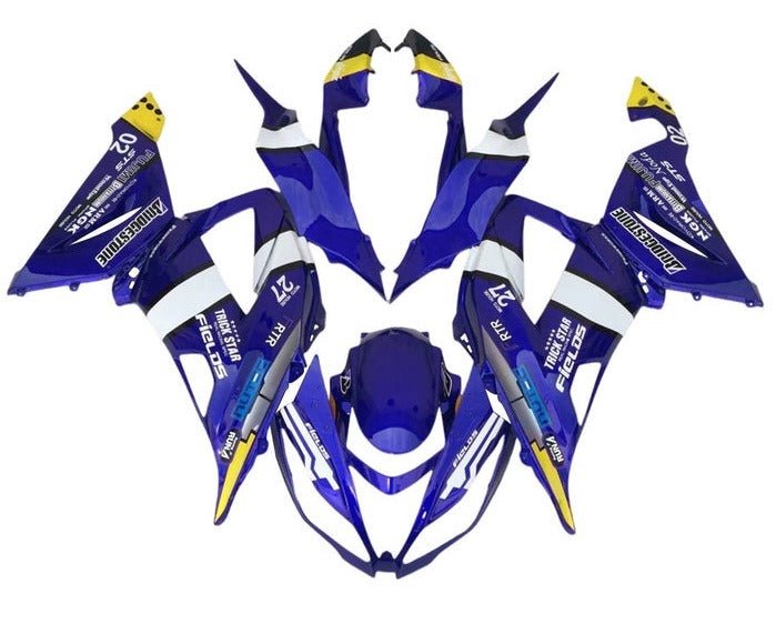 Kawasaki ZX6R Fairings (2013-2018) Blue, White, Yellow at KingsMotorcycleFairings.com
