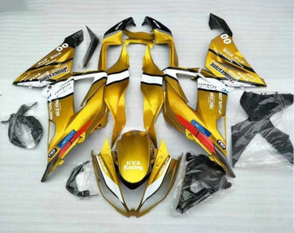 Kawasaki ZX6R Fairings (2013-2018) Gold, White, Black at KingsMotorcycleFairings.com
