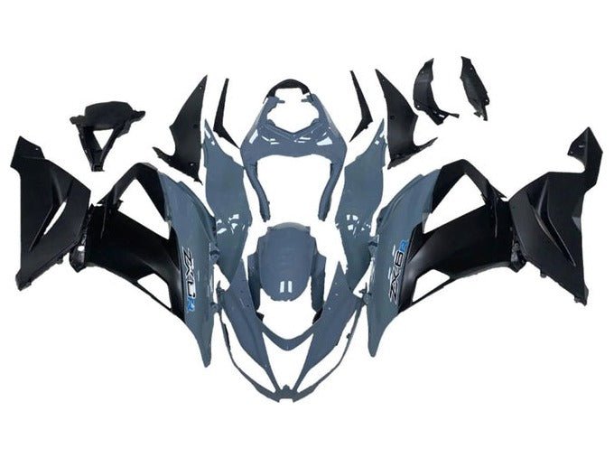 Kawasaki ZX6R Fairings (2013-2018) Gray, Matte Black at KingsMotorcycleFairings.com
