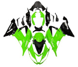 Kawasaki ZX6R Fairings (2013-2018) Green, Black, White at KingsMotorcycleFairings.com
