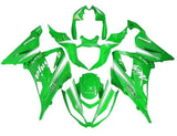 Kawasaki ZX6R Fairings (2013-2018) Green, White at KingsMotorcycleFairings.com