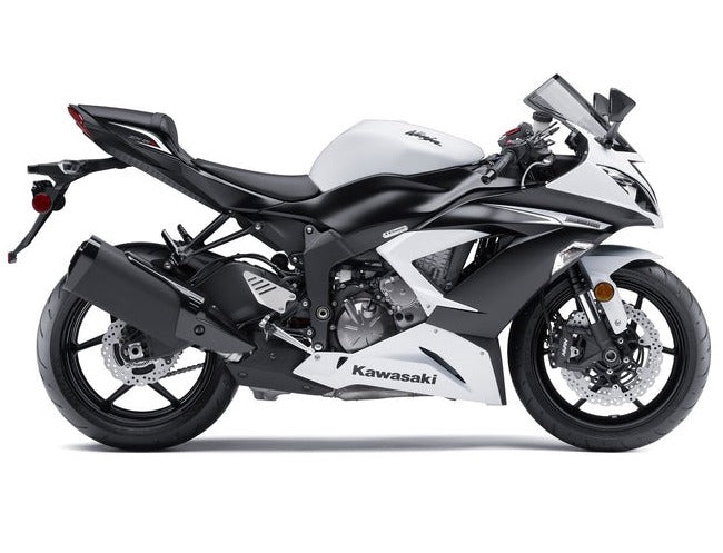 Kawasaki ZX6R Fairings (2013-2018) Matte White, Matte Black at KingsMotorcycleFairings.com