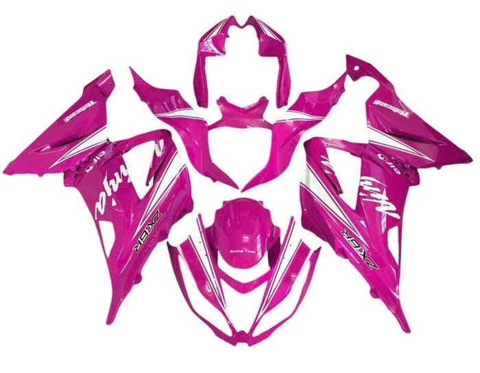 Kawasaki ZX6R Fairings (2013-2018) Pink, White at KingsMotorcycleFairings.com