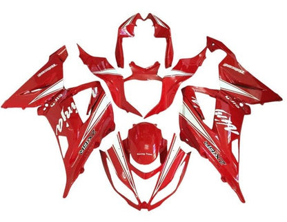 Kawasaki ZX6R Fairings (2013-2018) Red, White at KingsMotorcycleFairings.com