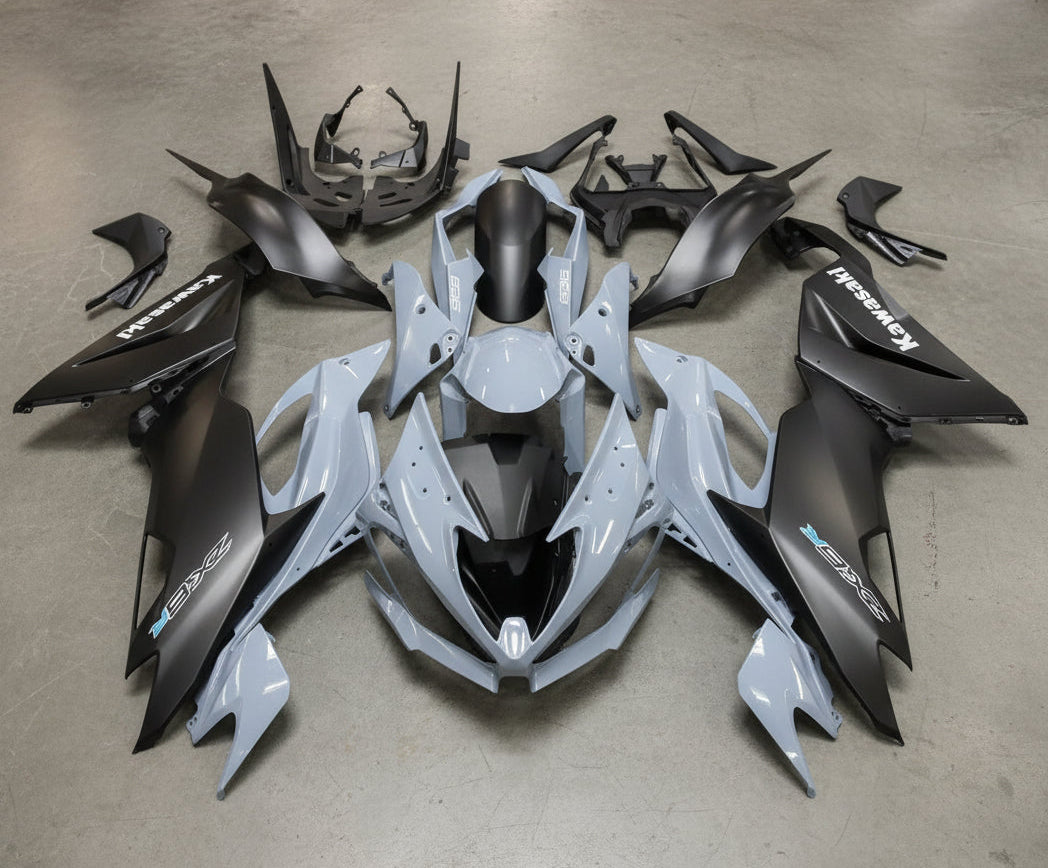 Kawasaki ZX6R Fairings (2019-2023) Gray, Matte Black, White at KingsMotorcycleFairings.com