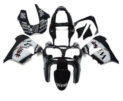 Kawasaki ZX9R Fairings (2002-2003) Black, White, West at KingsMotorcycleFairings.com
