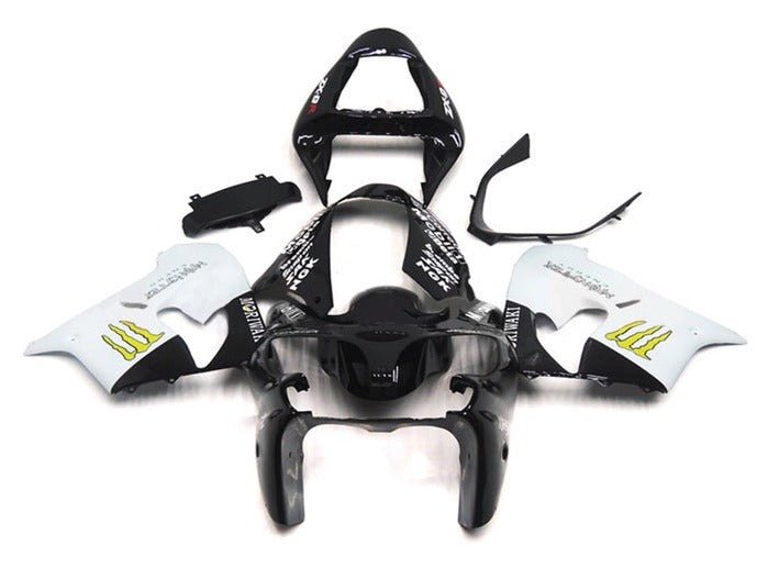 Kawasaki ZX9R Fairings (2002-2003) Black, White, Yellow Monster at KingsMotorcycleFairings.com