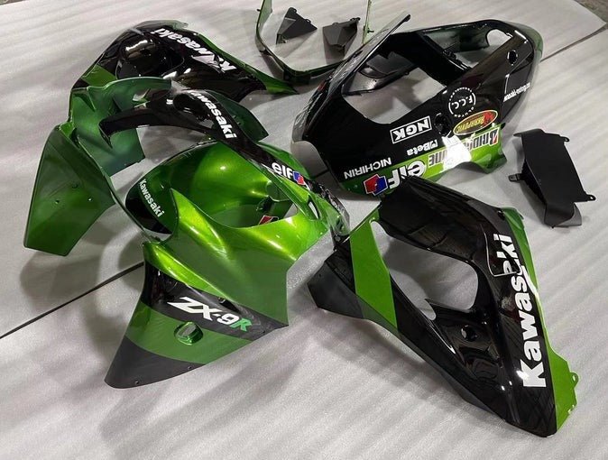 Kawasaki ZX9R Fairings (2002-2003) Green, Black, Elf at KingsMotorcycleFairings.com