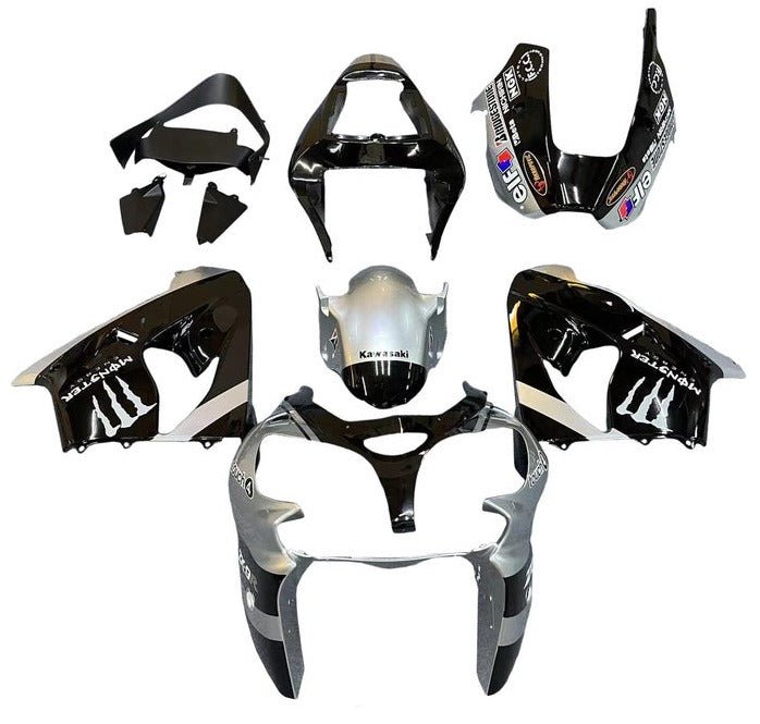 Kawasaki ZX9R Fairings (2002-2003) Silver, Black, Monster at KingsMotorcycleFairings.com