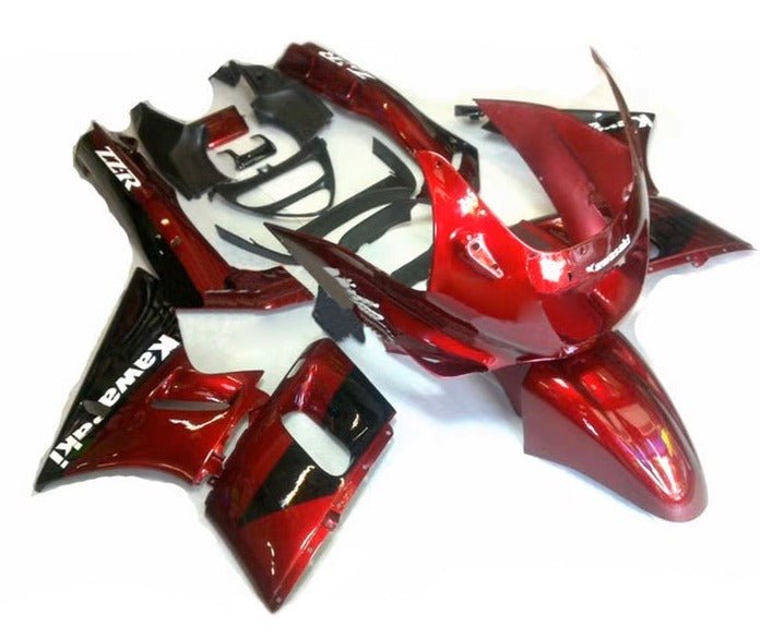 Kawasaki ZZR400 Fairing set (1993-2007) Red Maroon, Black at KingsMotorcycleFairings.com