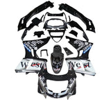 Kawasaki ZZR400 Fairings (1993-2007) Black, White West from KingsMotorcycleFairings.com