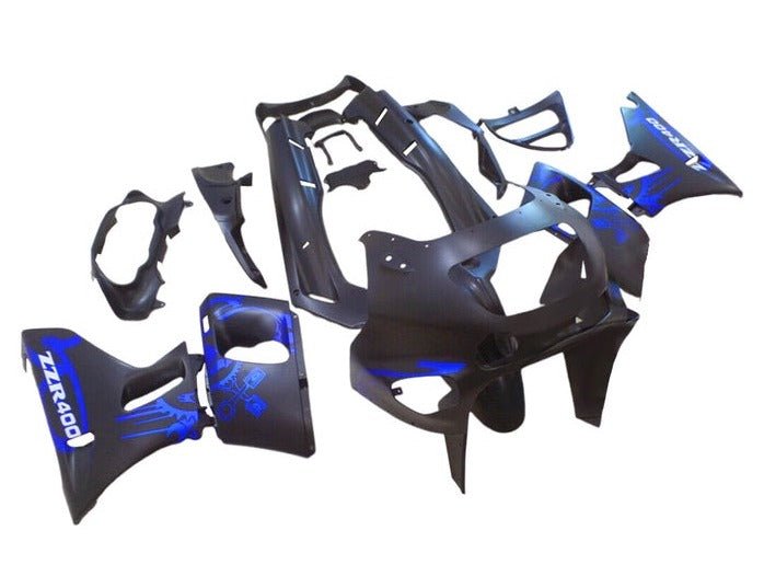 Kawasaki ZZR400 Fairings (1993-2007) Matte Black, Blue from KingsMotorcycleFairings.com