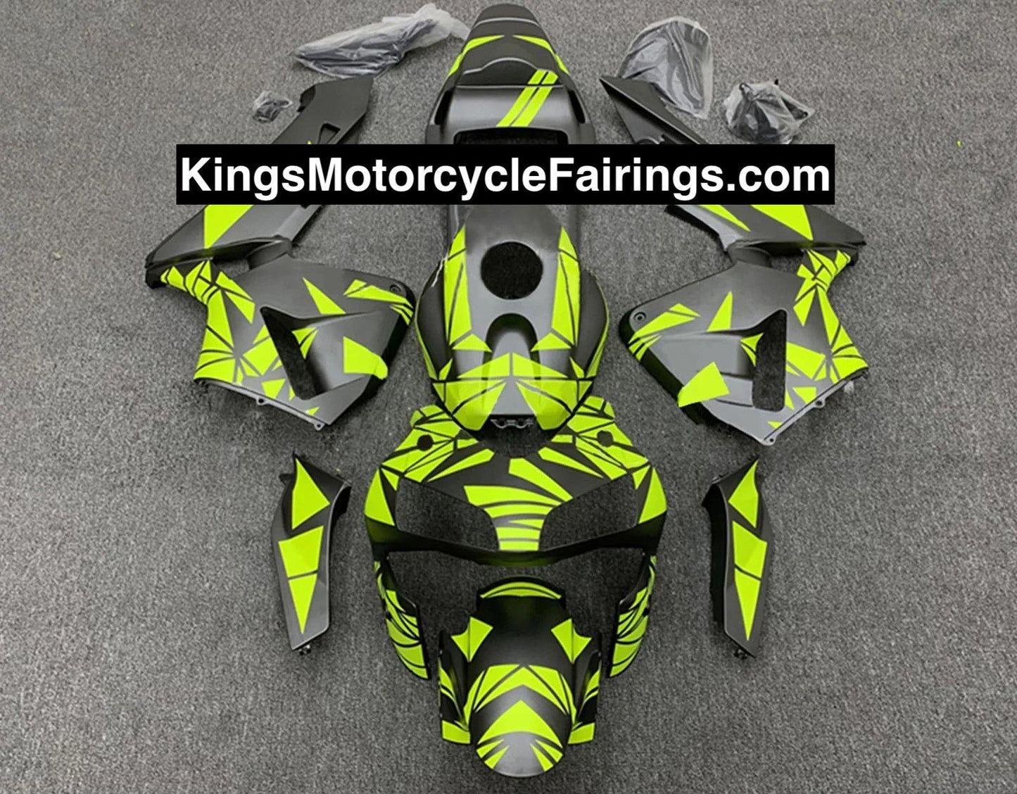 Honda CBR600RR (2003-2004) Matte Silver, Neon Yellow Fairings at KingsMotorcycleFairings.com