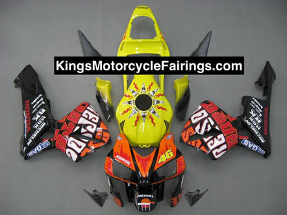 Honda CBR 600 Fairings (2003-2004) Orange, Yellow, Black Rossi at KingsMotorcycleFairings.com