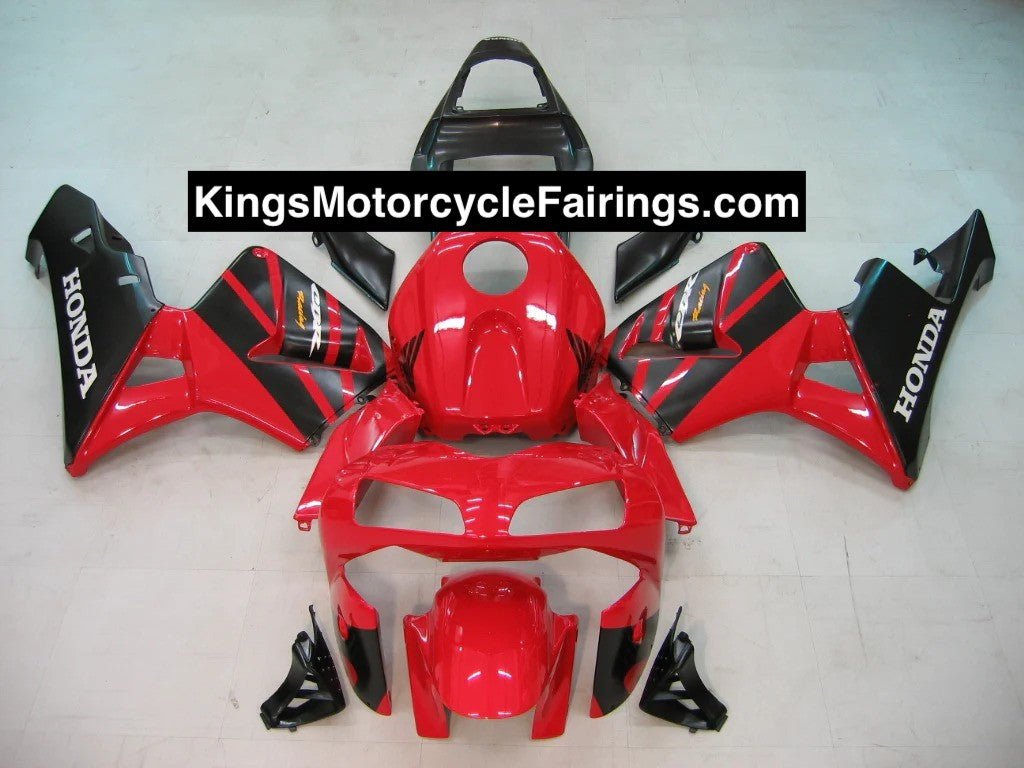 Honda CBR600RR (2003-2004) Red, Matte Black Fairings at KingsMotorcycleFairings.com