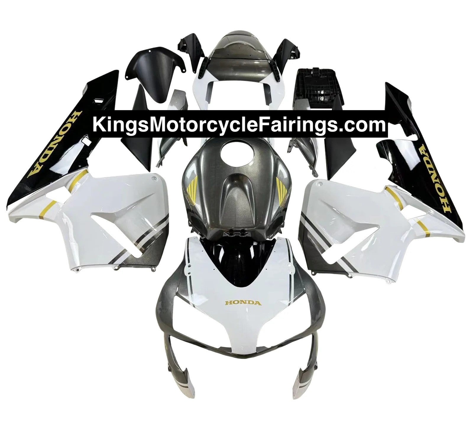Honda CBR600 Fairings (2003-2004) White, Silver, Gold, Black – Kings ...