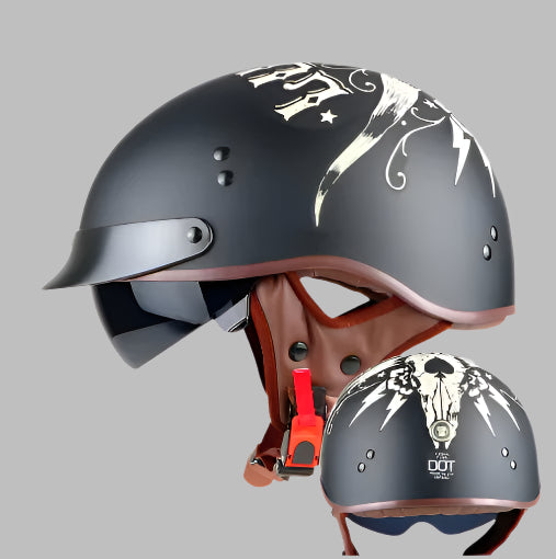Matte Black Bull Head Motorcycle Helmet at KingsMotorcycleFairings.com