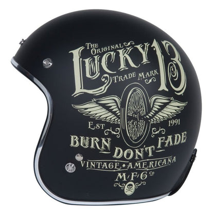 Open Face Motorcycle Helmet | Matte Black Lucky 13