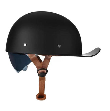 Matte Black, Brown Vintage Baseball Cap Motorcycle Helmet at KingsMotorcycleFairings.com
