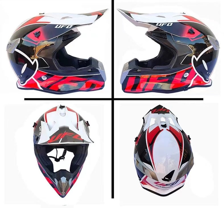 Dirt Bike Motocross Helmet | Red, Black, White Alien Dirt Bike Motocross Helmet | Red, Black, White Alien