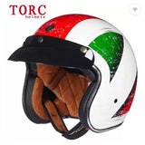 Retro White, Red, Green Open Face Motorcycle Helmet at KingsMotorcycleFairings.com!