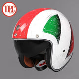 Retro White, Red, Green Open Face Motorcycle Helmet at KingsMotorcycleFairings.com!