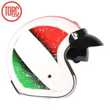 Retro White, Red, Green Open Face Motorcycle Helmet at KingsMotorcycleFairings.com!