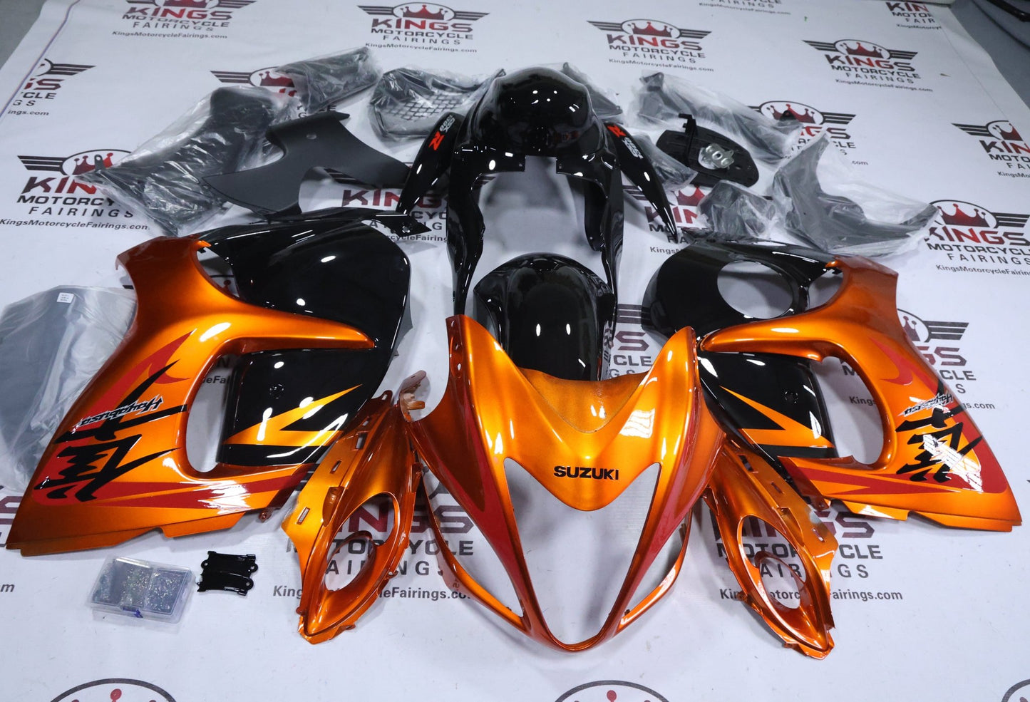 SUZUKI GSX1300R HAYABUSA (2008-2020) Orange Candy, Black Metallic at KingsMotorcycleFairings.com