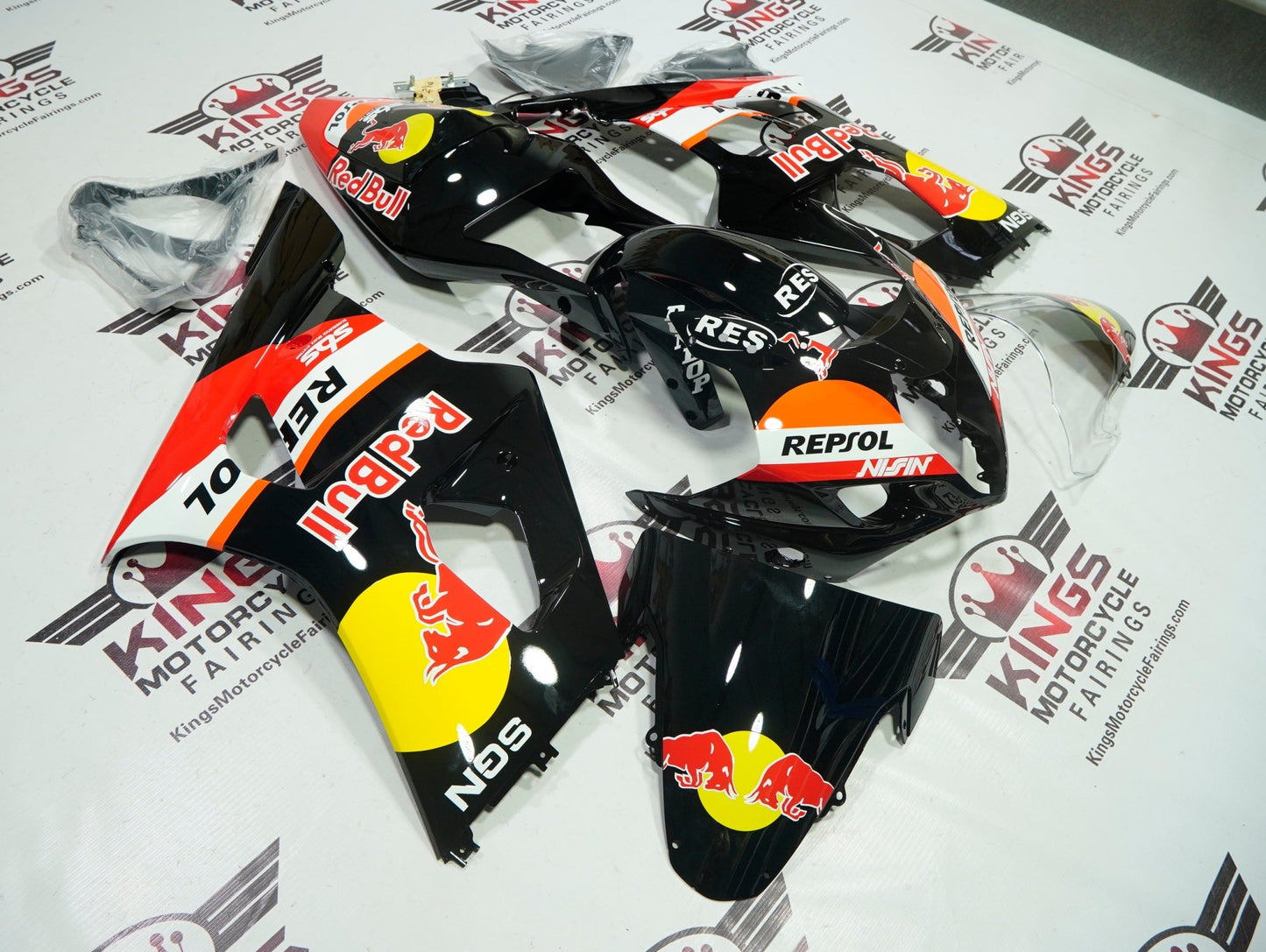 SUZUKI GSXR1000 (2003-2004) BLACK REPSOL REDBULL FAIRINGS at KingsMotorcycleFairings.com