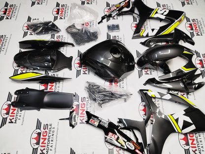 SUZUKI GSXR600 FAIRINGS (2006-2007) FAUX CARBON FIBER, NEON YELLOW, WHITE from KingsMotorcycleFairings.com