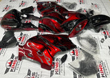 SUZUKI GSXR1300 HAYABUSA CANDY RED, BLACK, CHROME TRIBAL FLAME FAIRINGS at KingsMotorcyclefairings.com