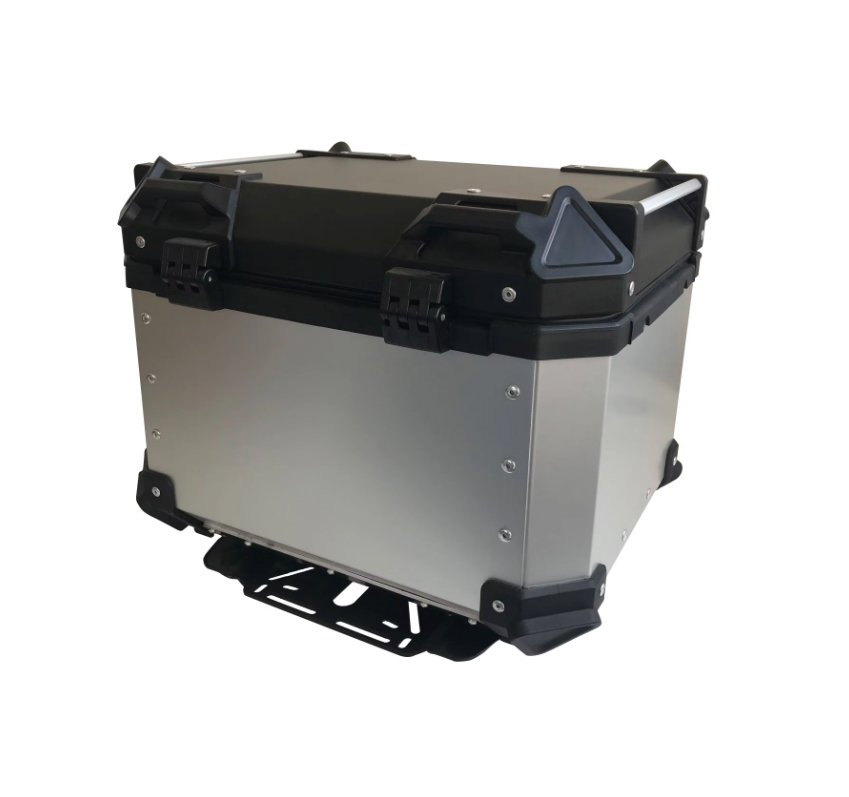 Silver 45L Aluminum Motorcycle Top Box Storage at KingsMotorcycleFairings.com