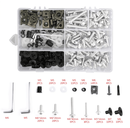 Silver Bolt Kit for Universal Fit Motorcycle Fairing Installation from KingsMotorcycleFairings.com