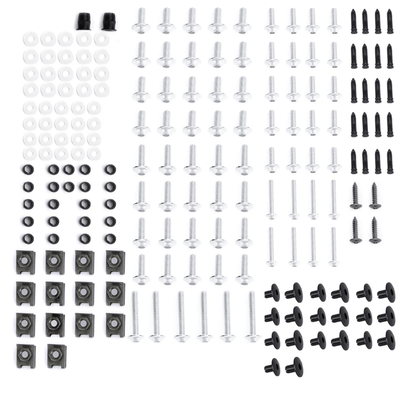 Silver Hardware Bolt Set for Universal Fit Motorcycle Fairing Installation at KingsMotorcycleFairings.com