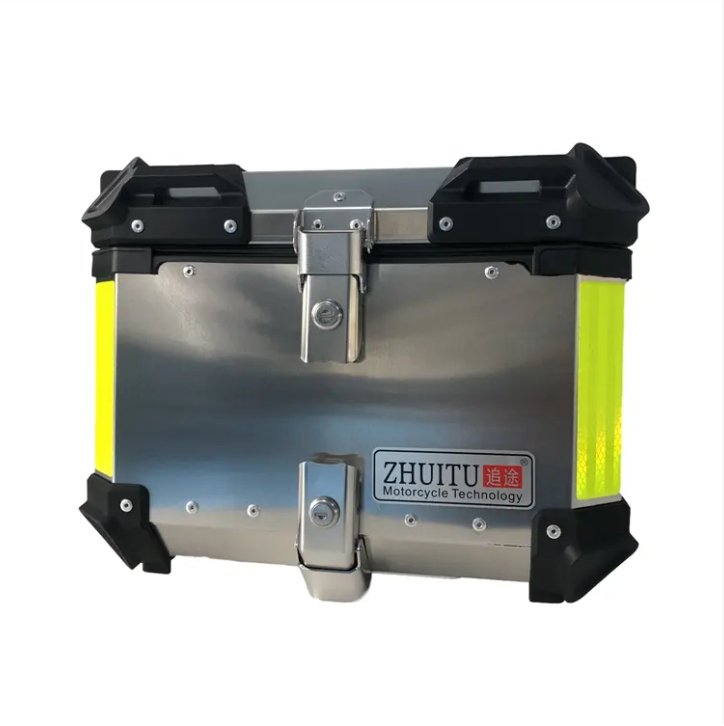 Silver Neon 45L Aluminum Motorcycle Top Box Storage at KingsMotorcycleFairings.com