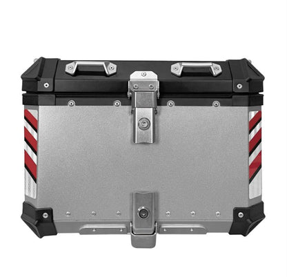 Silver Red 55L Aluminum Motorcycle Top Box Storage at KingsMotorcycleFairings.com
