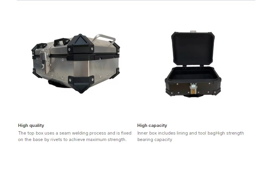 Black & Silver 25L Aluminum Motorcycle Top Box at KingsMotorcycleFairings.com 