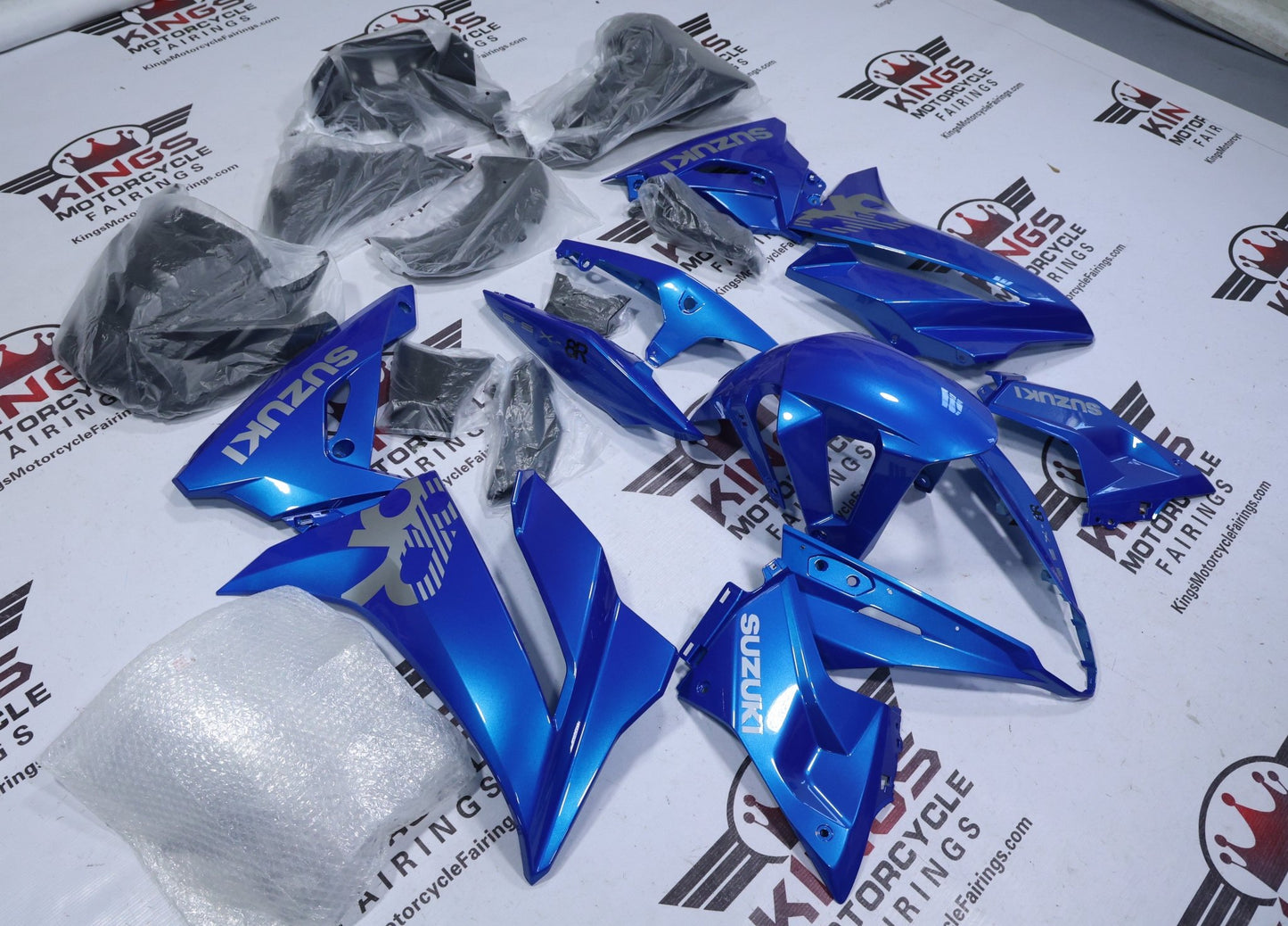 Suzuki GSX-8R Fairings (2024-2025) Blue, Silver from KingsMotorcycleFairings.com