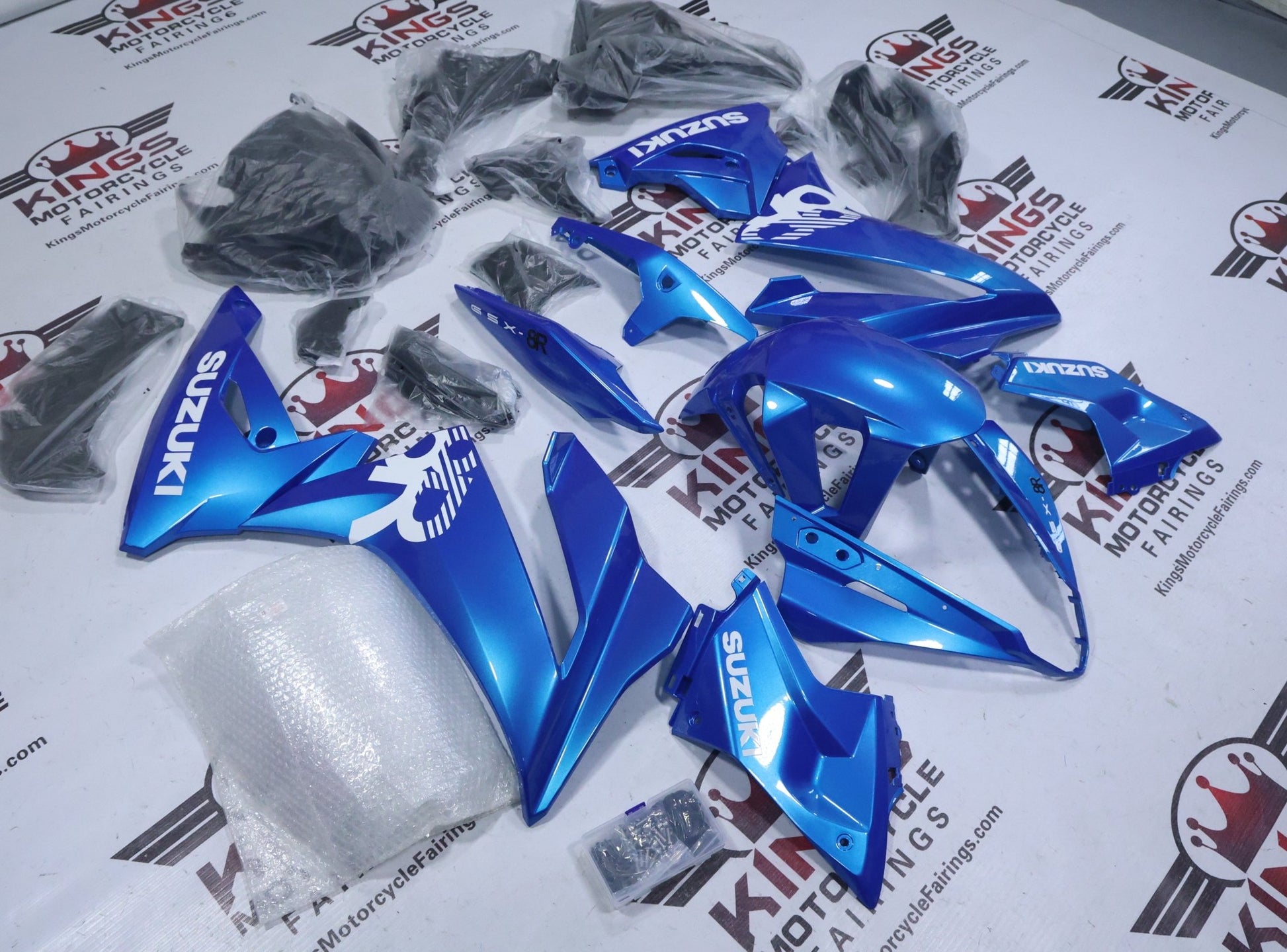Suzuki GSX-8R Fairings (2024-2025) Blue, White from KingsMotorcycleFairings.com