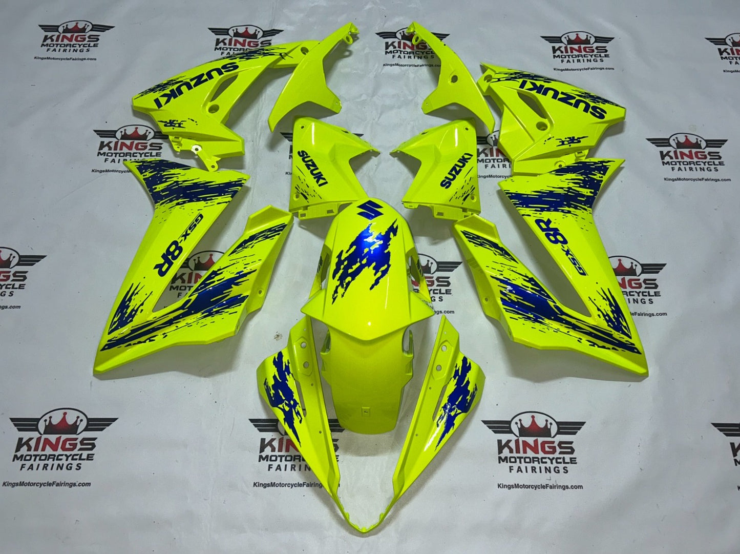 Order Fairings for Suzuki GSX-8R Fairings (2024-2025) Neon Yellow, Blue Splash from Kings Motorcycle Fairings