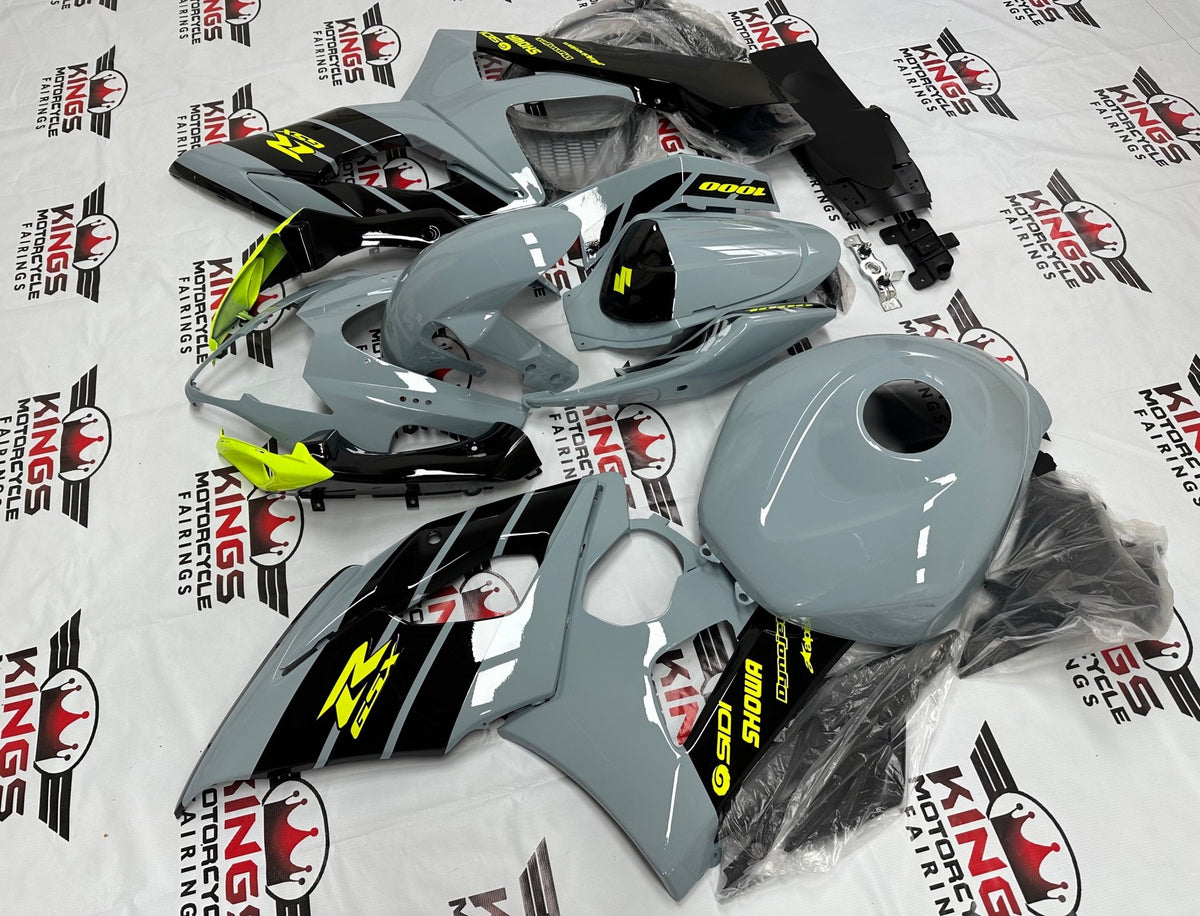 Suzuki GSX-R1000 Fairing Kit (2005-2006) Nardo Gray, Black, Neon Yellow at KingsMotorcycleFairings.com