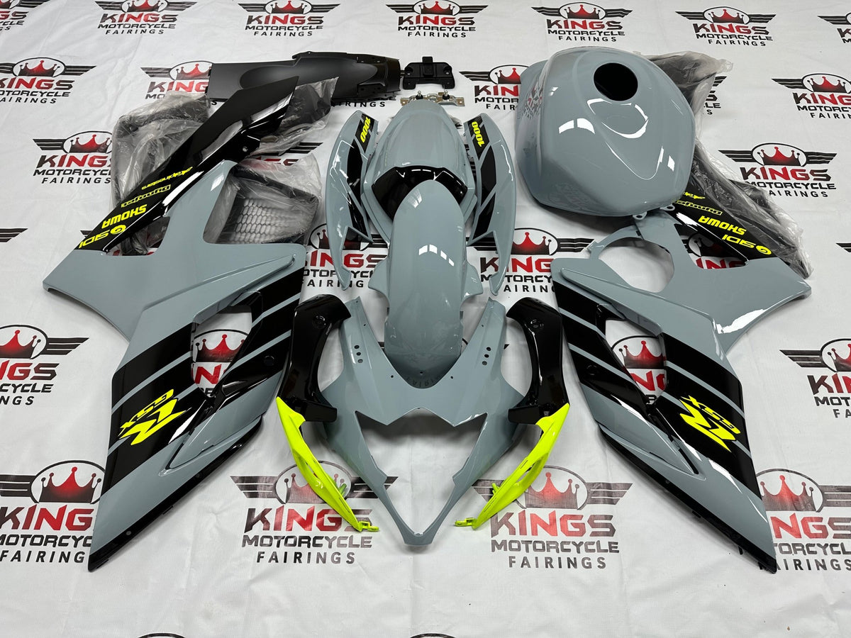 Suzuki GSX-R1000 Fairings (2005-2006) Nardo Gray, Black, Neon Yellow at KingsMotorcycleFairings.com