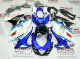 Suzuki GSX-R1000 Fairings (2009-2016) White, Black, Blue Stripes at KingsMotorcycleFairings.com
