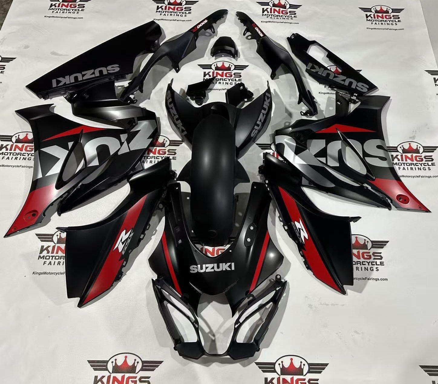 Suzuki GSX-R1000 Fairings (2017-2025) Matte Black, Red, Silver from KingsMotorcycleFairings.com